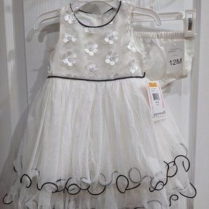 Bonnie Jean baby girls Easter Spring ivory floral dress